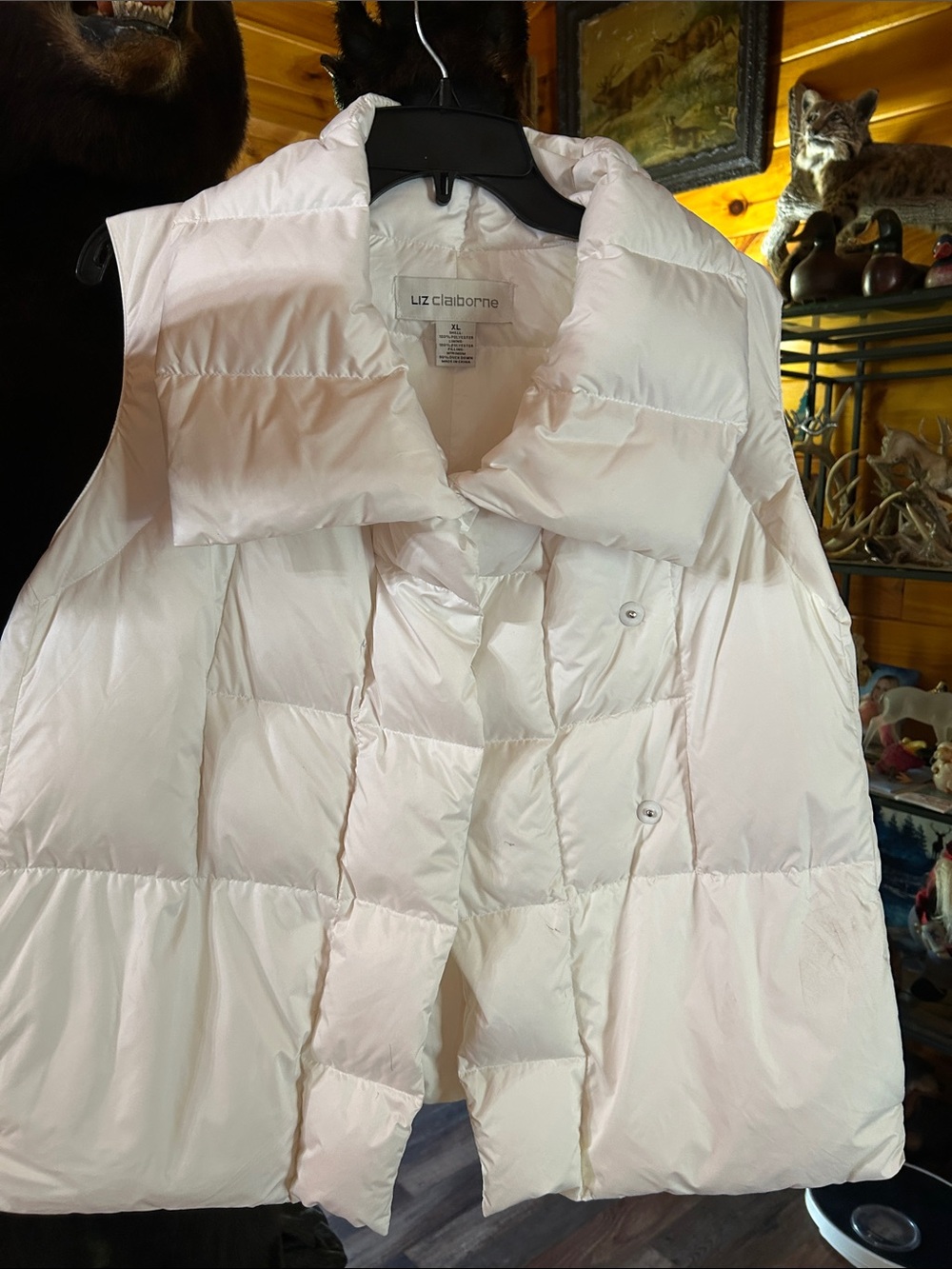 Liz Claiborne Off-White Quilted Puffer Vest
